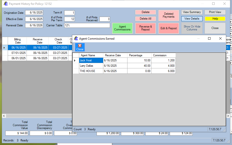 Reconciled Payment History