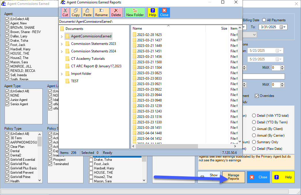 Archive and Management Screen