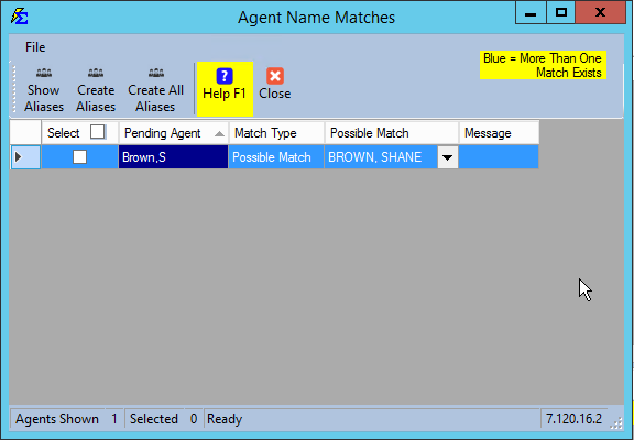 Possible Match Selection