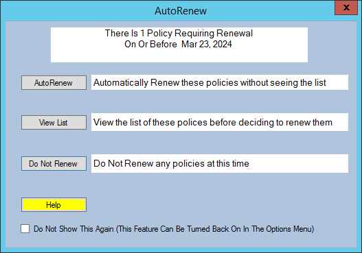AutoRenew Start Prompt