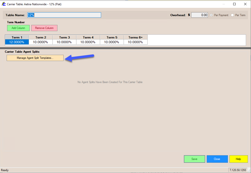 Manage Agent Split Templates Button