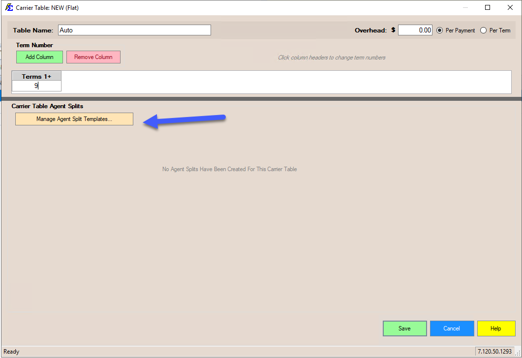 Manage Agent Split Templates Button