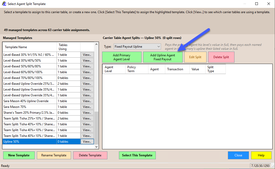 Add Upline Agent Fixed Payout Button