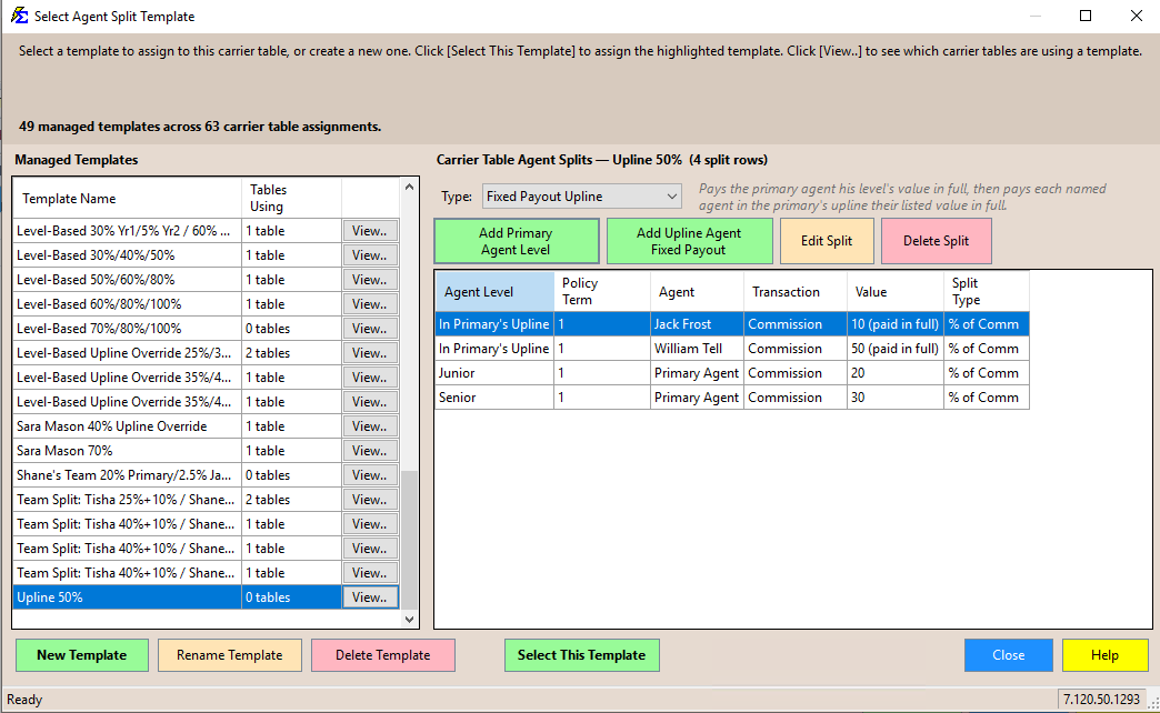 Completed Upline and Level Splits
