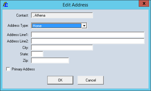 Carrier Address Entry Screen