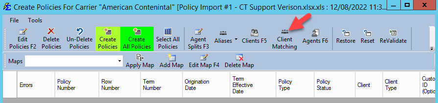 Client Matching Confirmation Screen