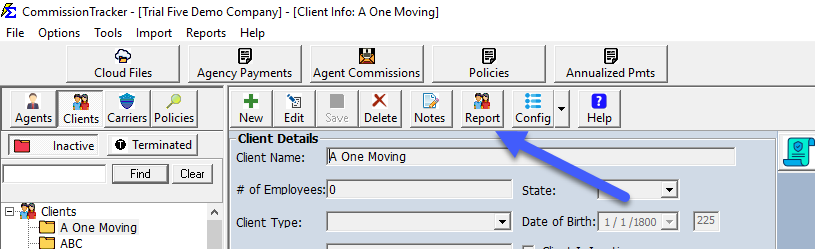 Client List Selection Screen