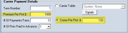 Manual Commission Entry Example