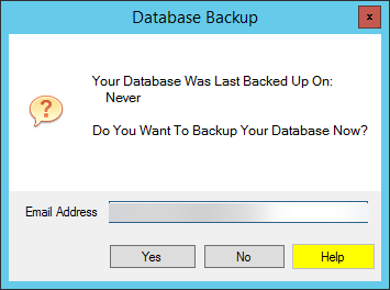 Database Backup Confirmation Prompt