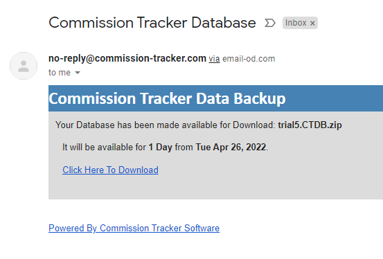 Backup Request Success Message