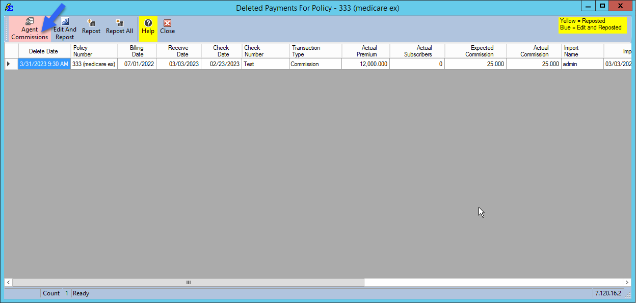 Deleted Payments Audit Grid