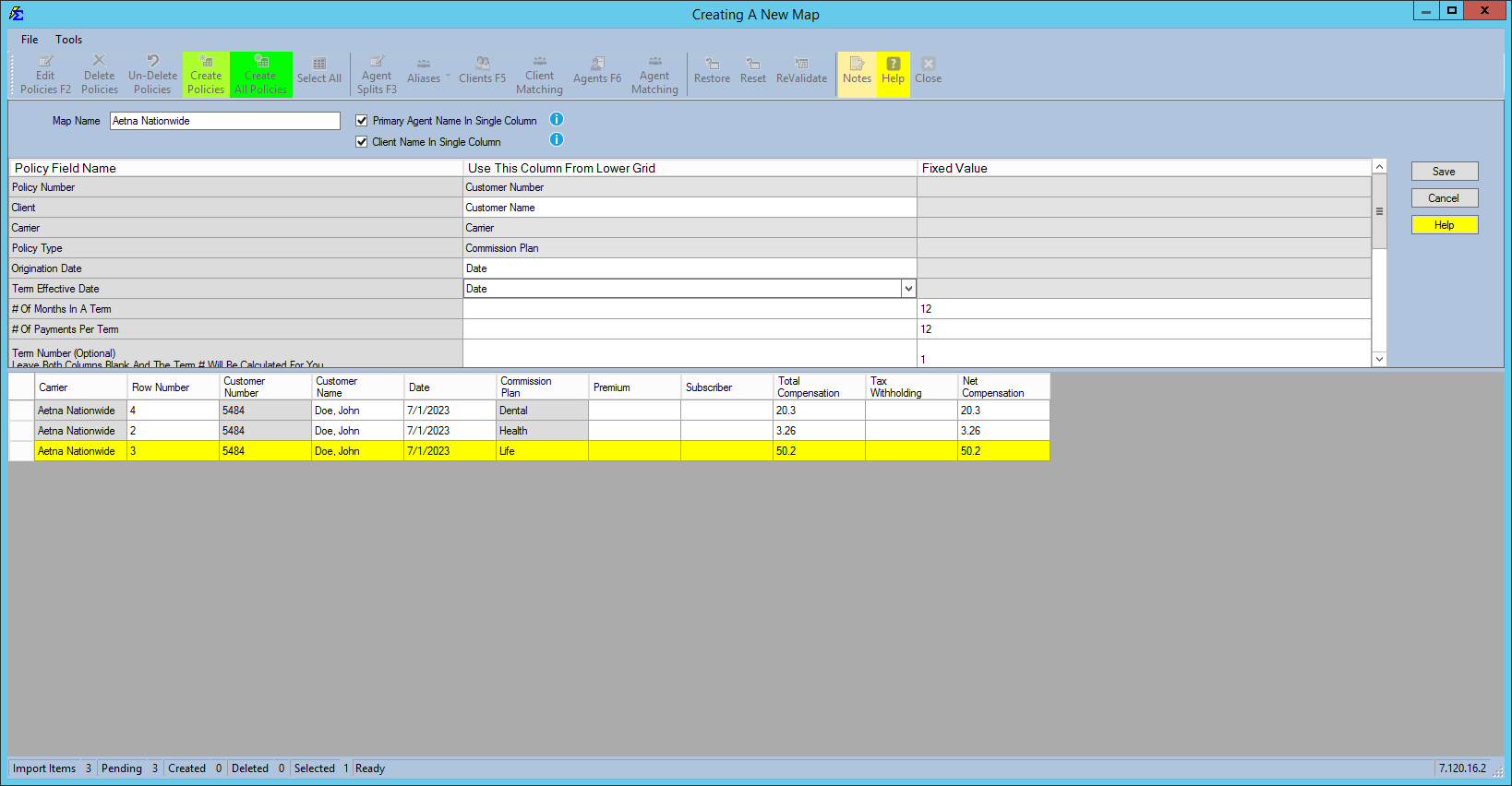 Mapping Policy Header Data