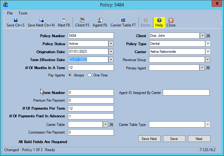 Adjusting Policy Effective Date
