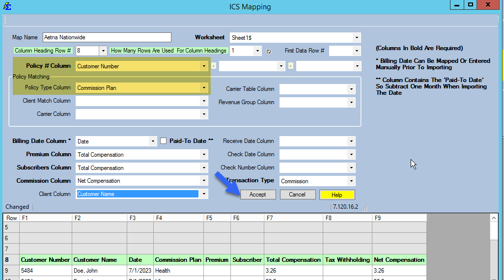 Mapping Policy and Financial Columns
