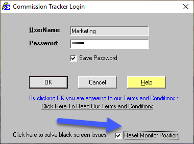Reset Monitor Position Selection