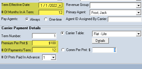 Policy Payment Settings