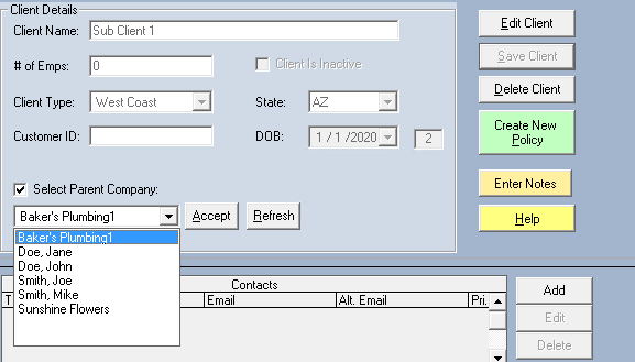 Assigning a Parent Company