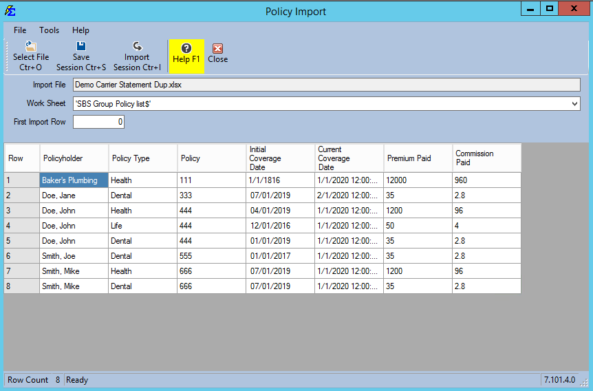 Policy Import Preview