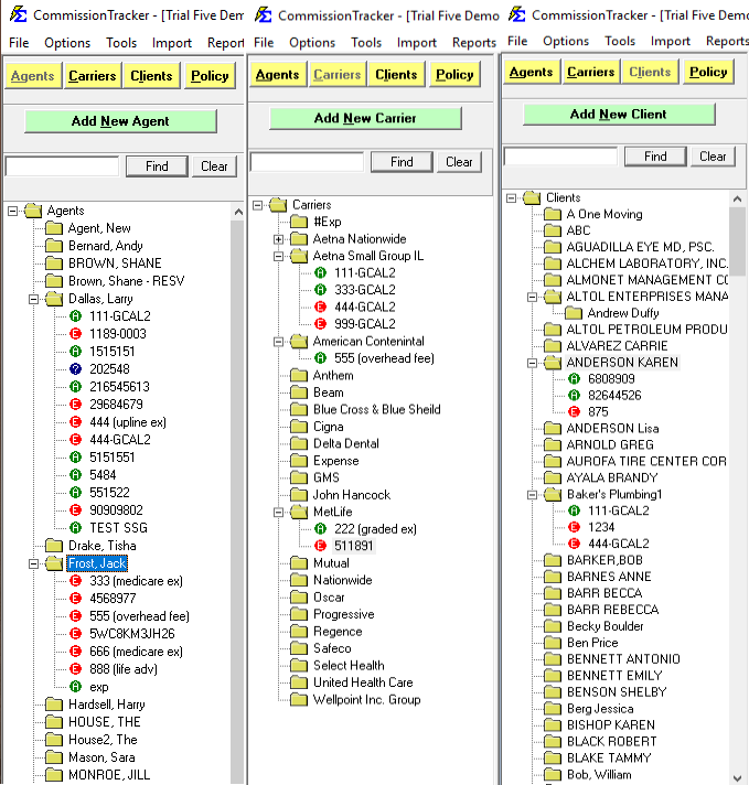 Policy List Interface