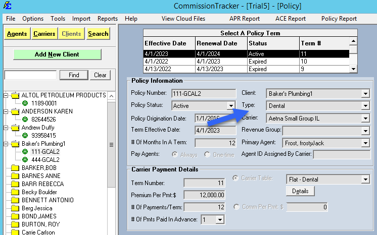 Policy Screen Selection