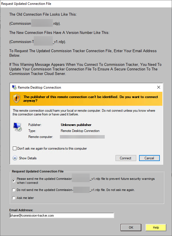 Annual RDP Update Request Screen