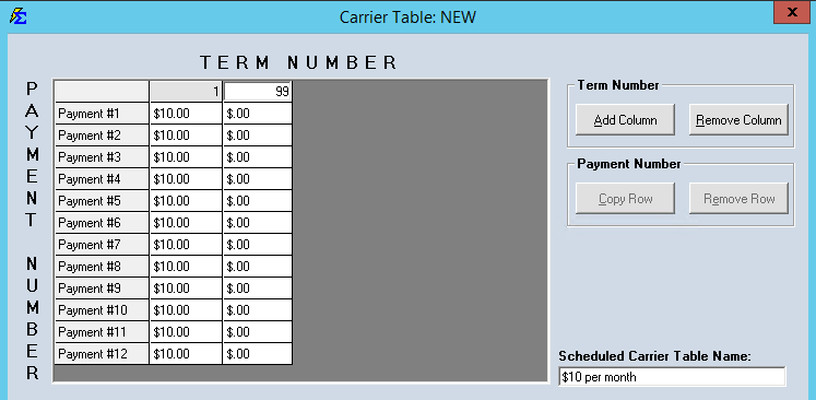 Scheduled Table Example