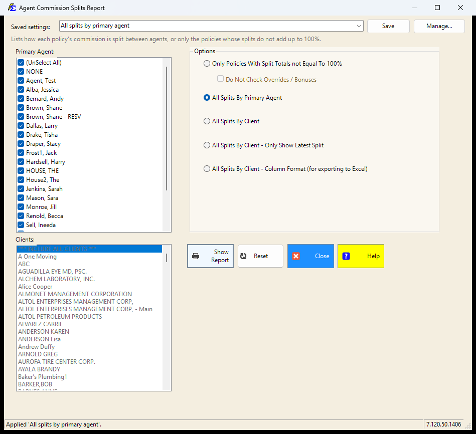 Report Configuration Screen