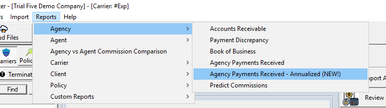 Agency Payments Received Annualized Report Preview