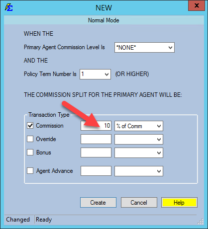 Primary Agent Percentage Entry