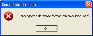 Unrecognized Database Format Error