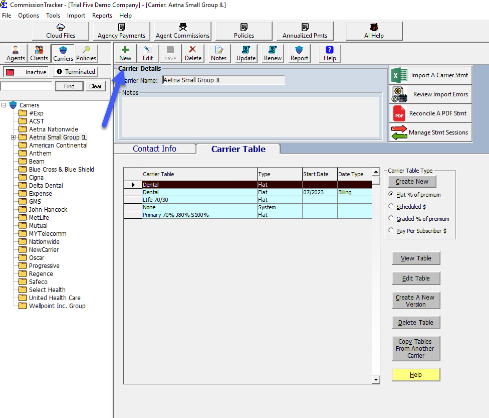 Create New Carrier Interface 2025 Update
