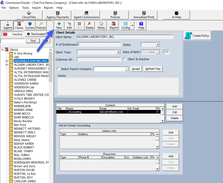 Create New Client Interface 2025 Update