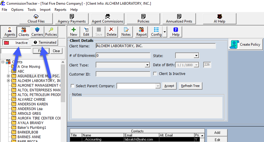 Client Screen - Policy and Notes Tabs 2025 Update
