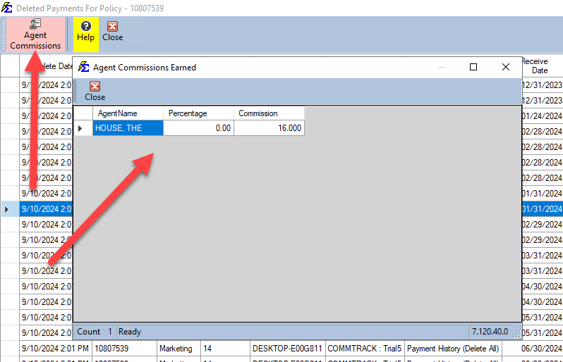 Agent Commission Impact View