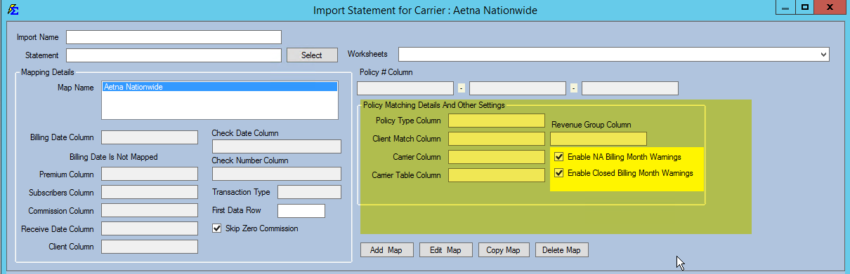 Policy Matching Configuration