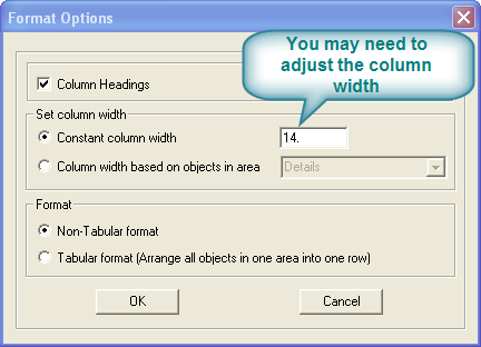 Excel Format Options