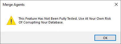 Merge Agents warning message
