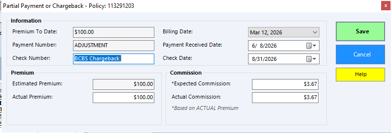 Chargeback and Partial Payment Form Fields