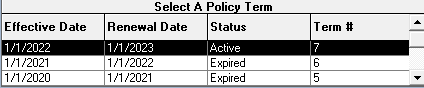 Policy Term Status Example