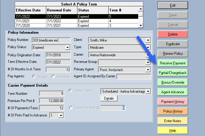 Receive Payment Button