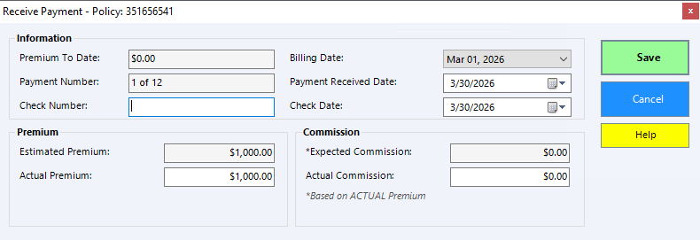 Receive Payment Screenshot