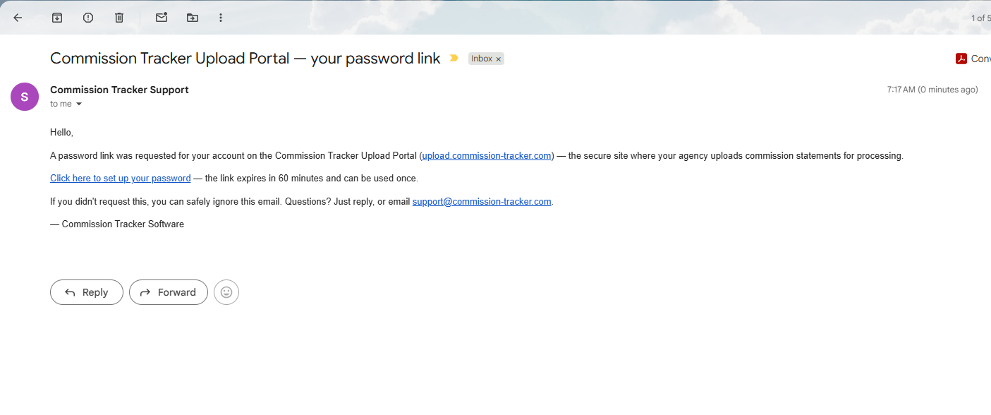 Password Setup Email
