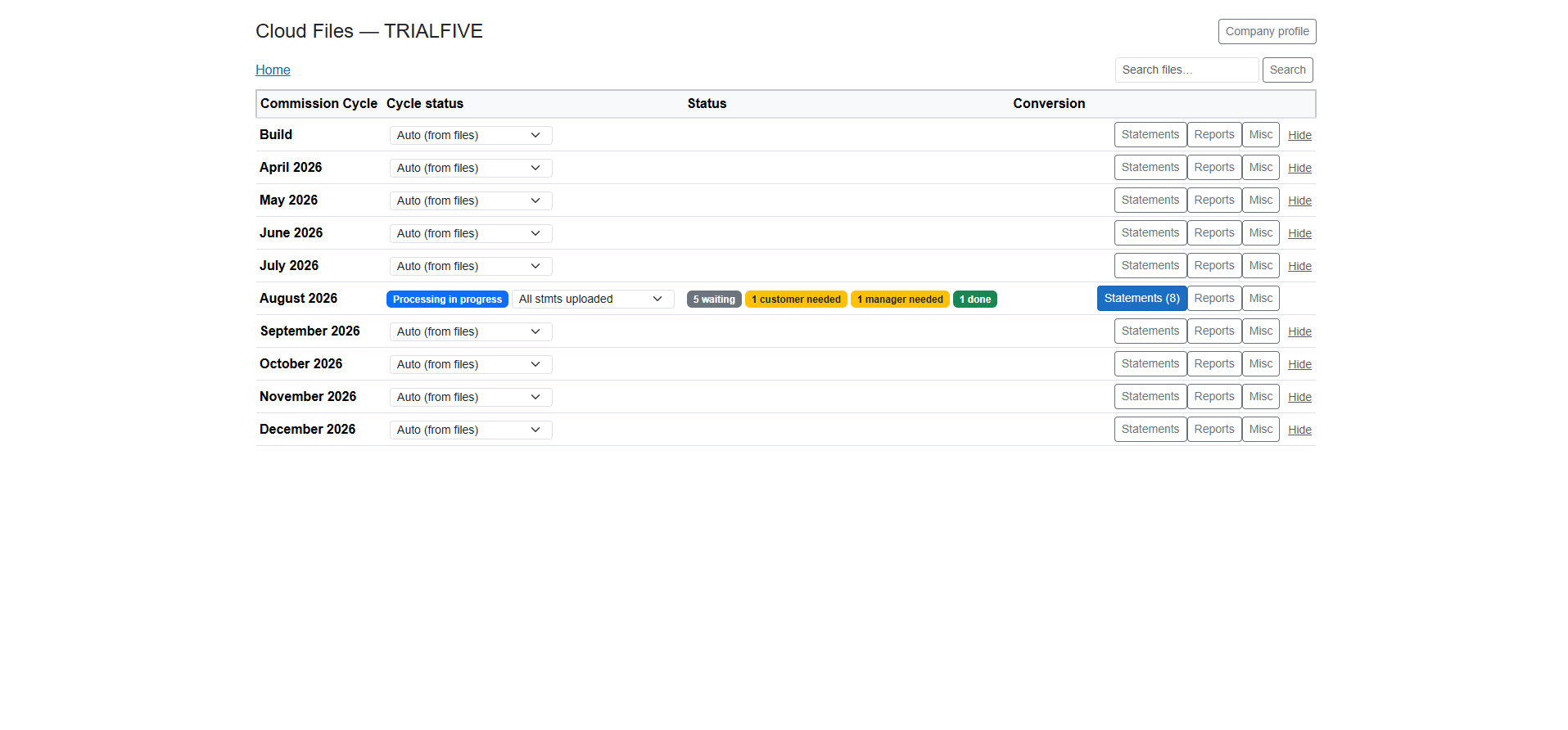 Cycle Status and File Status Badges
