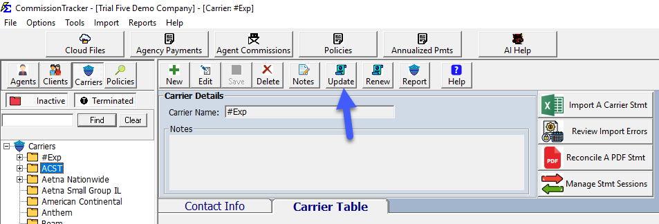 Update Policies Button