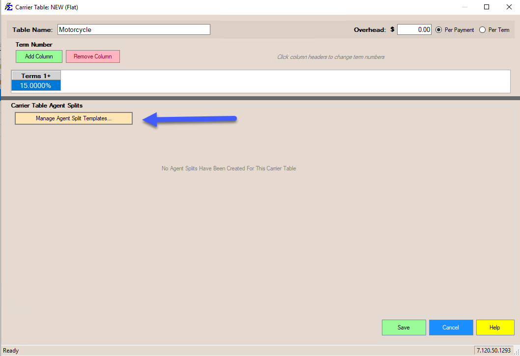 Manage Agent Split Templates Button