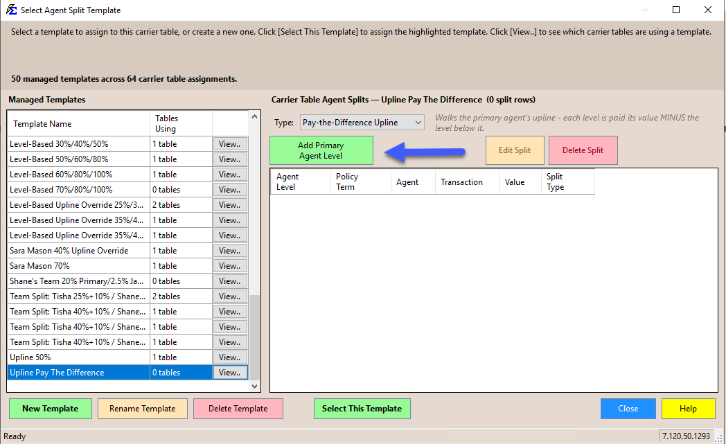 Add Primary Agent Level Button