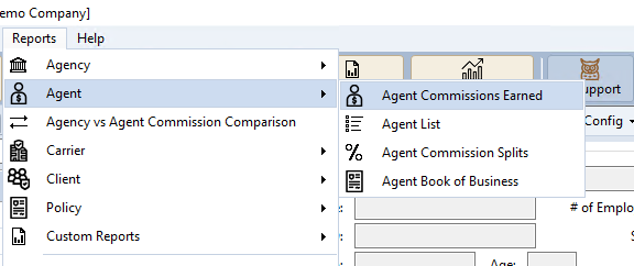 Agent Commissions Earned in the Reports β Agent menu