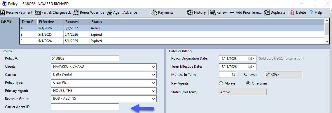 Carrier Agent ID Field