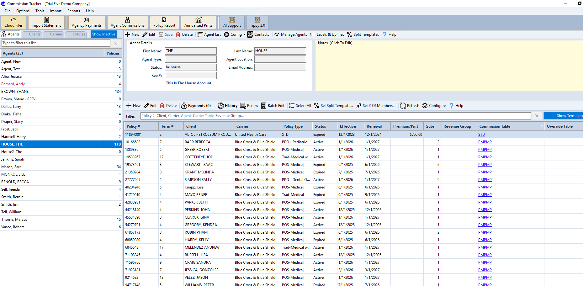 Agent profile showing the This Is The House Account label