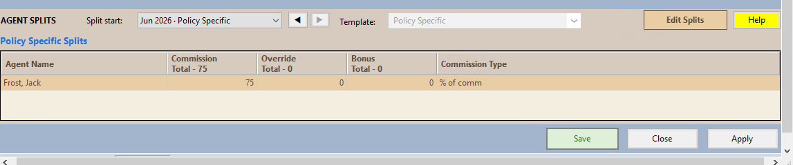 Split grid showing only the named agent, with no House row